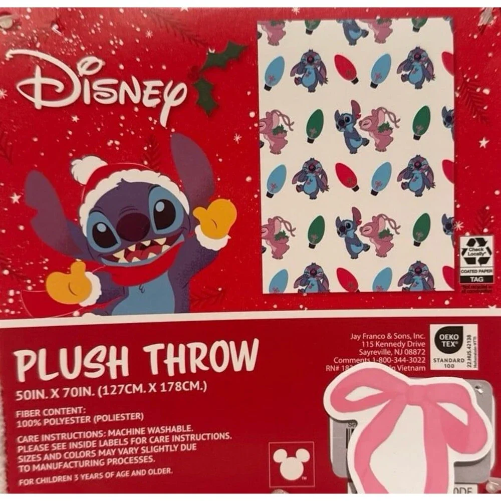 2025 Disney Christmas Stitch Plush Throw Blanket